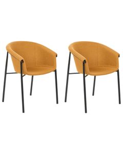 BELIANI Esszimmerstuhl 2er Set Orange Stoff mit Schwarzen Metallbeinen Retro-Design Polsterstuhl Wohnzimmer Essbereich Flur Diele Ausstattung Möbel