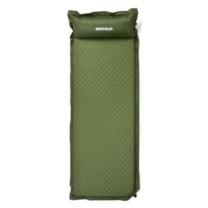 Camping Isomatte, Kompakte, Selbstaufblasende Schlafmatte mit leichtem, Ultraleichte Isomatte mit Kopfkissen Meteor 188×66×3,8 cm grün