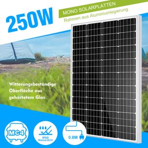 Gliese Solarpanel 250W 12V Monokristallin Solarmodul 250 Watt Mono für Wohnmobil Boot Camping