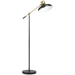 HOMCOM Stehlampe, Höhenverstellbarer Standlampe, 40 W schwenkbar Stehleuchte, Bogenlampe, Leselampe mit E27 Sockel, für Wohnzimmer, Schwarz, exkl. Leuchtmittel