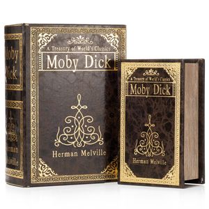 Moritz 2er Set Buchtresor Buchattrappe Deko Moby Dick Wal goldfarben verziert Buch Safe Box Schatulle Buchhülle Geldversteck