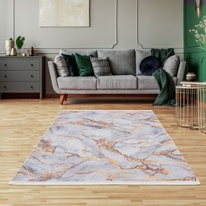 Teppich »1713-Gold und Grau«, Siela, quadratisch, Höhe 5 mm, Teppich Waschbar Wohnzimmer Schlafzimmer Küche Laeufer Rutschfest 160x230