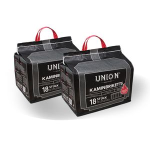 Union Kaminbriketts Kohle 2 x 10 kg Set 20 kg Kohlebriketts Kamin Ofen Brennstoff