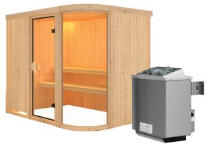 Sauna Vittoria 02, 68 mm Wandstärke - 231 x 170 x 198 cm (B x T x H) - Ausführung:inkl. Ofen mit integrierter Steuerung