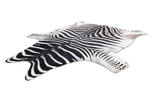 Teppich Künstliches Rindsleder, Zebra G5128-1 weiß schwarz Leder Mehrfarben 100x150 cm