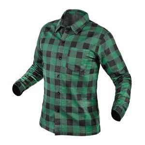 NEO TOOLS Flanelová košile, zelená - Pohodlné pracovní oblečení, 100% bavlněný flanel, robustní, XL (58)