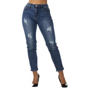Giralin Damen Mom Jeans Casual 5-Pocket-Style Straight Leg Hose 837389 Blau 36 / S