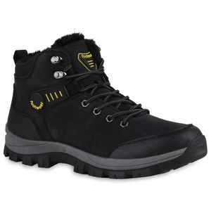 VAN HILL Herren Warm Gefütterte Outdoor Boots Bequeme Profil-Sohle Schuhe 840854, Farbe: Schwarz, Größe: 43