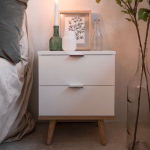 Finori Nachttisch Göteborg 60 Weiß und Sonoma-Eiche