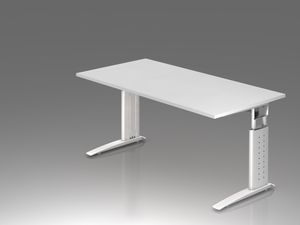 Urbana U-Serie Schreibtisch, manuell höheneinstellbar, Weiß, Farbe Gestell:Weiß, Größe Tischplatte:160 x 80 cm