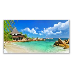 Wandbild aus Plexiglas® Druck auf Acryl 125x50 Landschaften Seychellen Strand 