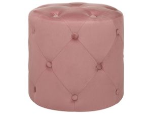 BELIANI Pouf Rosa Samtbezug Rund 40 cm Gesteppt mit Knopfheftung Chesterfield-Stil Wohnzimmer Schlafzimmer Sitzhocker Samthocker Fußhocker Ottomane