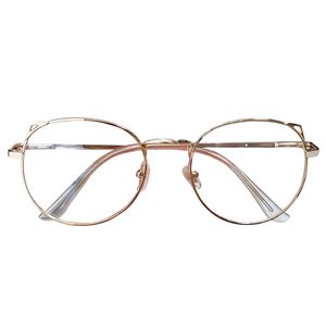 Katzenohren runder Metallrahmen Anti-Augen-Computerbrille Student Anti-Blaulicht-Lesebrille Brillen-Golden