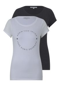 Tom Tailor Shirt Basic-T-Shirt im 2-Pack mit Rundhalsausschnitt und Logo-Print in Loose Fit