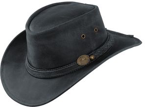 SCIPPIS  IRVING Lederhut Westernhut Cowboyhut Australien Hut Wanderhut Outdoorhut Schwarz L
