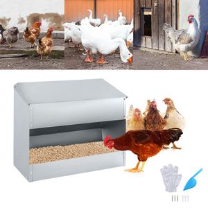 ACXIN 15kg Futterautomat HüHner Hängend HüHnerfutter Automat aus Verzinkter Stahl Automatischer Hühner mit Deckel aus Edelstahl für Geflügel HüHner