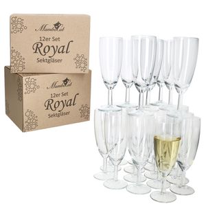 24er Set Royal Sektgläser 140ml Champagner-Glas klare Sektflöte Prosecco Party