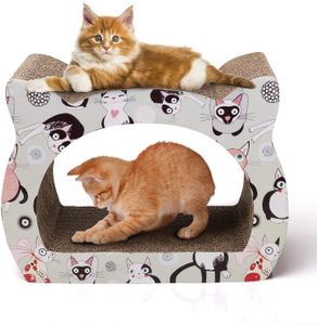 Aigostar Katzenkratzbrett mit Katzenminze Kratzbrett für Katzen Kätzchen Kratzspielzeug Lounge Kartonkratzer, 39 * 29 * 22 cm