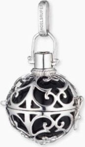 Engelsrufer 925er-Sterlingsilber rhodiniert I Klangkugel schwarz I L 24mm Engelsrufer 925er-Sterlingsilber rhodiniert I Klangkugel schwarz I L 24mm