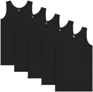 Pánské tílko BRUBAKER 5-Pack Classic Undershirt - vysoce kvalitní bavlna (hladká) - extra dlouhé - bezešvé - černé - velikost M