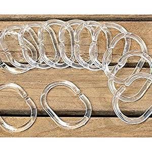 12 x Duschvorhangringe, Kunstoff, klar/transparent; 5,5 x 4,0cm