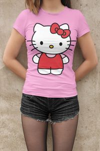 Bio Baumwolle Damen T-Shirt Hello Kitty Sweet Süße Katze Cute Cat Japan Shirt