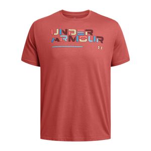 Under Armour Ua Colorblock Wordmark Ss - sedona red, Größe:L