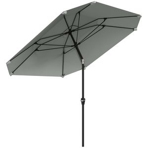 Outsunny parasol Ø233 cm, parasol z funkcją składania, ośmiokątny parasol balkonowy parasol plażowy wiatroodporny stabilny parasol rynkowy parasol na korbę