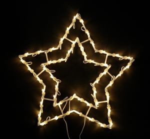 DEGAMO Fensterbild Leuchtstern Weihnachtssilhouette Stern 41cm mit 50 LED, warmweiss