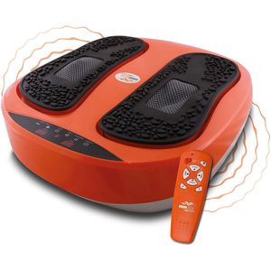 VibroLegs - Massage Gerät mit Vibration - Vibrationsplatte für vitalisierte und entspannte Beine und Füße - Fußmassage auf Knopfdruck mit 2 Programmoptionen - Orange