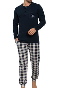 Herren Pyjama lang Set Schlafanzug Dunkelblau 4XL - Colour 93907