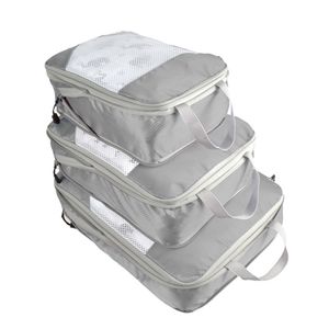 3er Satz Koffer Organizer Packing Cubes Compression Koffer Organizer Set,Wasserfester Kofferorganizer Packtaschen (grau)