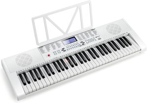COSTWAY 61 Tastatur Elektroklavier, Digitale Keyboard tragbar (255 Rhythmen, 255 Töne und 24 Demos) Digitalpiano Set für Kinder und Erwachsene (Weiß)
