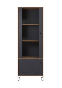 trendteam Vitrine Vitrinenschrank Highboard Touch Eiche Graphit 63 x 172 x 40cm