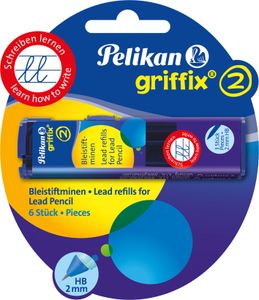 Pelikan 960492 griffix® vodítka pre ceruzku, 2 mm HB čierny blister 2x3 vodítka(P)