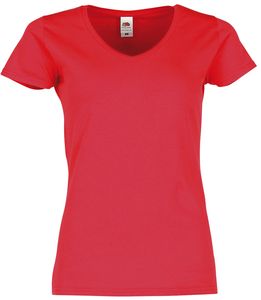 Fruit of the Loom Ladies Iconic 150 V-Neck T-Shirt Farbe: rot Größe: XL