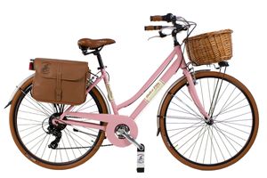 Dolce Vita by Canellini Fahrrad Citybike Frau Aluminium mit Korb und Tasche - Rosa 46