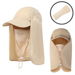 Sonnenhut UV-Schutz Mit Nackenschutz Abnehmbar Sonnenhüte Breite Krempe Gesichtsschutz Multifunktionskappe zum Wandern Angeln Strand Khaki
