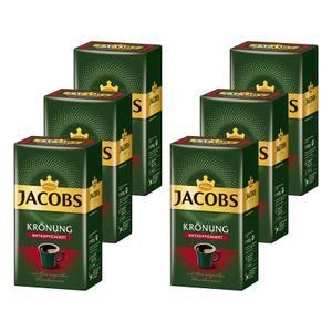 JACOBS Filterkaffee Krönung Entkoffeiniert 6 x 500 g Pulver- Röstkaffee gemahlen