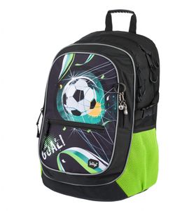 Baagl Schulrucksack für Jungen - Schulranzen für Kinder mit ergonomisch geformter Rücken, Brustgurt und reflektierende Elemente (Fußball)