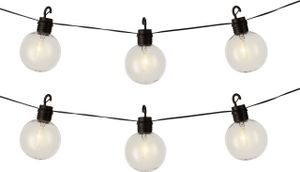 LED Solar Lichterkette Kugeln 5,8m Kunststoff Transparent / Warmweiß