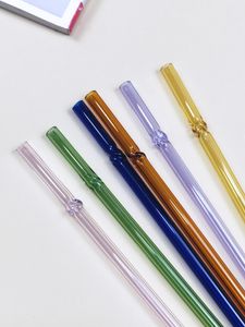 Glasstrohhalme gedreht 6er-Set Trinkhalm mit Bürste bunt 20cm x 8mm twist