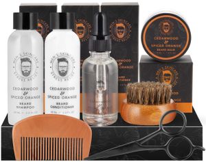 BRUBAKER 7-dielna darčeková súprava na starostlivosť o bradu so šampónom na bradu, kondicionérom na bradu, olejom na bradu, balzamom na bradu, kefou na bradu, hrebeňom na bradu, nožnicami na bradu