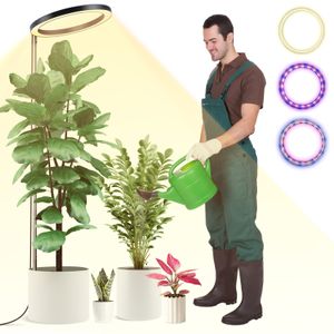 Pflanzenlampe LED Vollspektrum, 35-155cm Höhenverstellbare Wachstumslampe Pflanzenlicht mit Timer Dimmbar für Große Zimmerpflanzen Gewächshaus