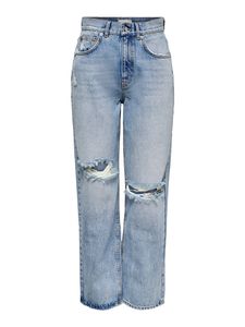 Only Damen High-Waist Jeans-Hose OnlRobin Straight-Fit Destroyed weite Beinform, Farbe:Blau, Jeans/Hosen Neu:31W / 30L