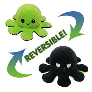 Doppelseitige Flip Octopus Puppe Plüschtier Niedlich Flip Octopus Puppe Grün * Schwarz 20cm*20cm*10cm