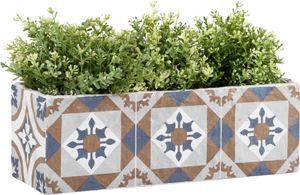Esschert Design Blumenkasten Portugiesische Kacheln aus Beton, 39,7 x 13,7 x 13,2 cm, rechteckiger Pflanztopf, Blumentopf