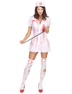 Blutige Krankenschwester Halloween-Damenkostüm weiss-rot
