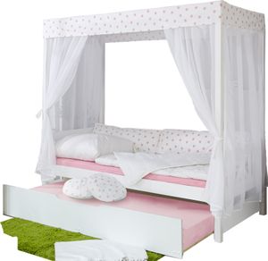 Himmelbett Marianne inkl. Tüll-Set Weiß Rosa