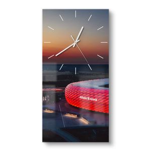 DEQORI Glasuhr 30x60 cm Modern 'Allianz Arena, München' Wanduhr Glas Uhr Design leise